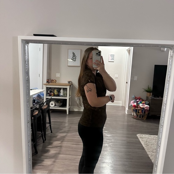 Vintage Apt 9 Brown Lace Sheer Short Sleeve V-Neck Polo Blouse - Picture 10 of 12